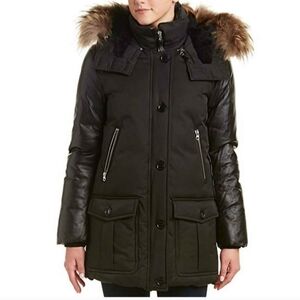 Mackage Black Puffer Coat with Fur Trim Like New